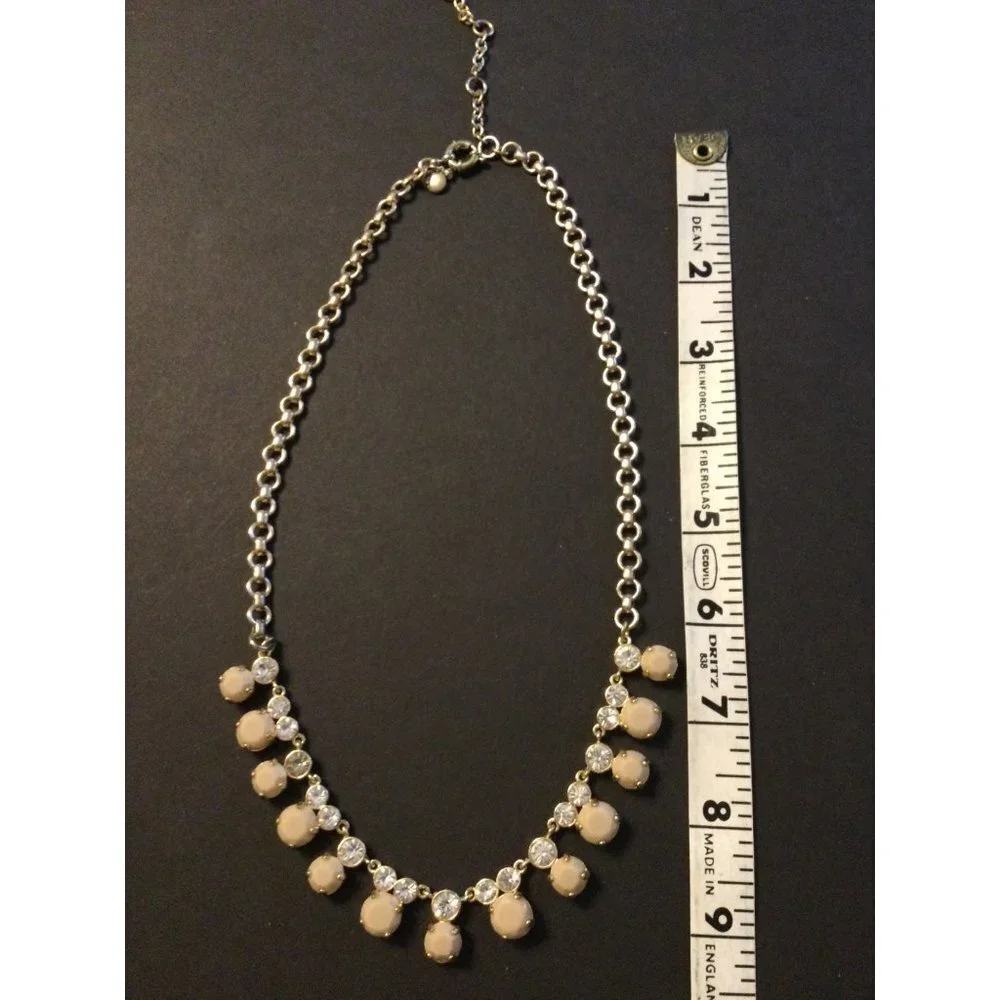 J. Crew Women's Multi Stone Drop Necklace Rhinestone Gold Tone Chain Adjustable